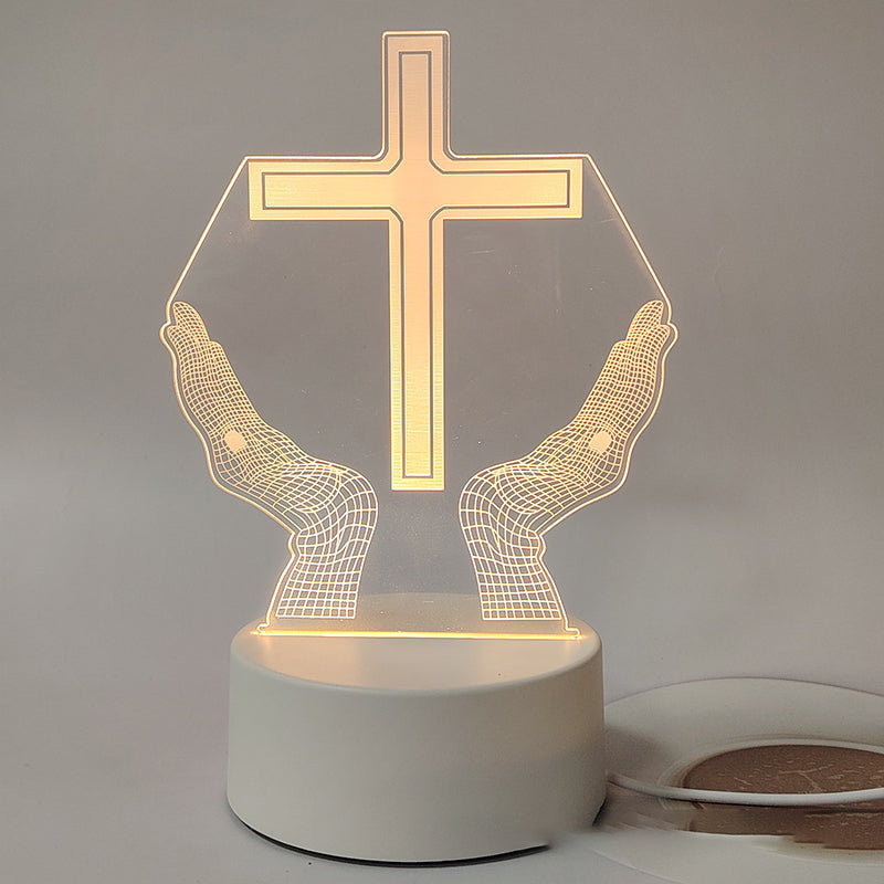 🙏Veilleuse LED acrylique inspirante à thème religieux✝️Lampe de prière de la Vierge