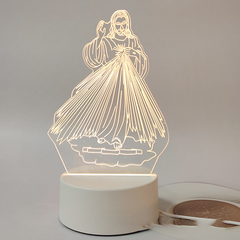🙏Veilleuse LED acrylique inspirante à thème religieux✝️Lampe de prière de la Vierge