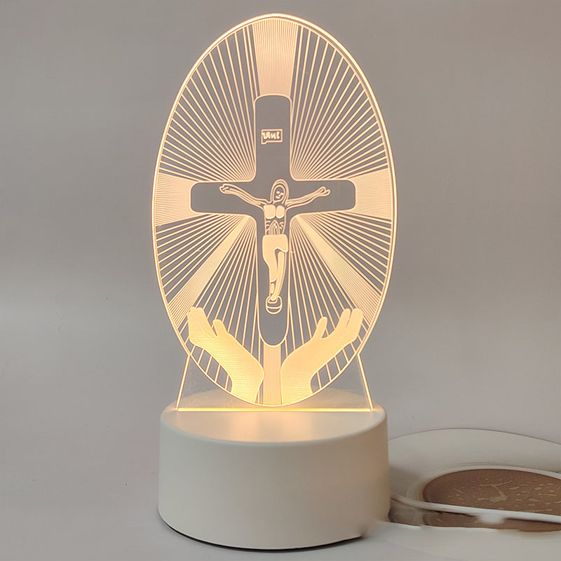 🙏Veilleuse LED acrylique inspirante à thème religieux✝️Lampe de prière de la Vierge