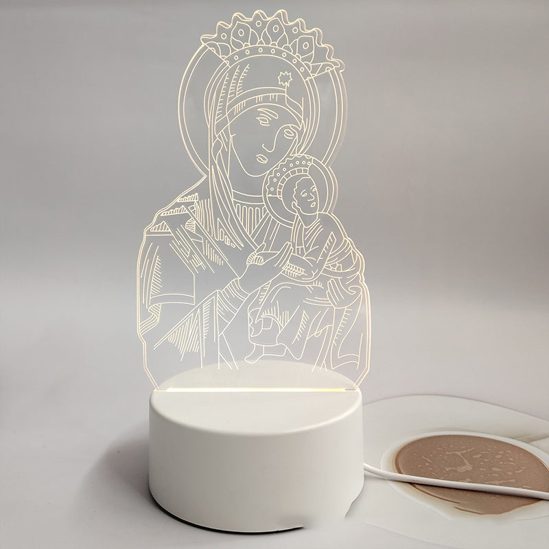🙏Veilleuse LED acrylique inspirante à thème religieux✝️Lampe de prière de la Vierge