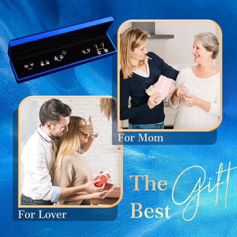 Élégante parure de boucles d'oreilles en argent sterling et zircone (6 paires) - Un joli cadeau