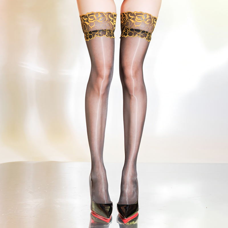Bas cuissardes brillants et sexy avec bordure en dentelle