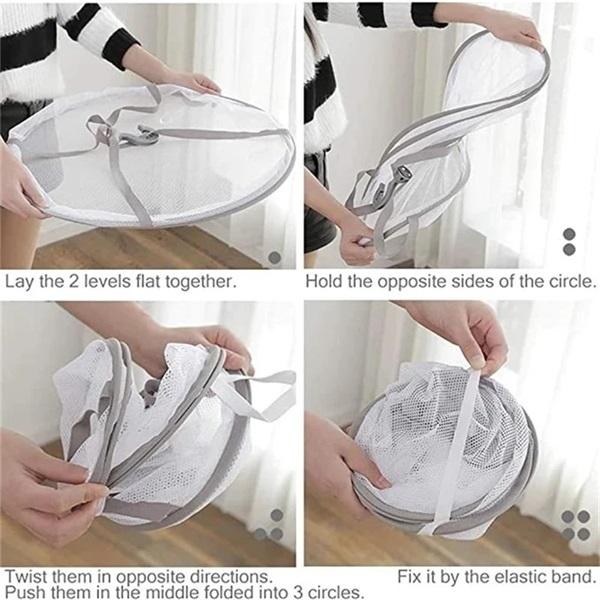 Panier à linge pliable à double couche