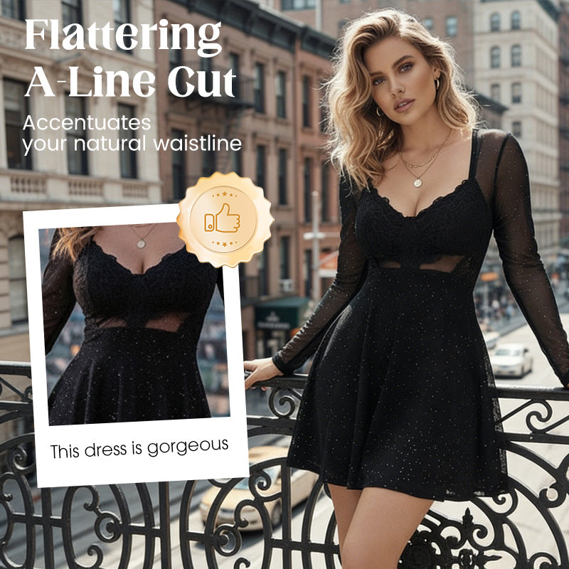 Robe de soirée scintillante Nuit étoilée avec corsage en dentelle