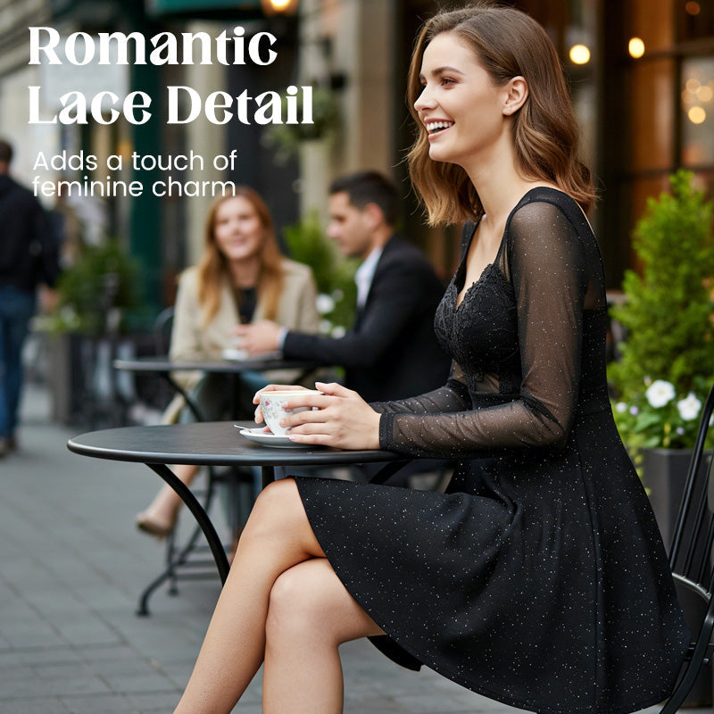 Robe de soirée scintillante Nuit étoilée avec corsage en dentelle