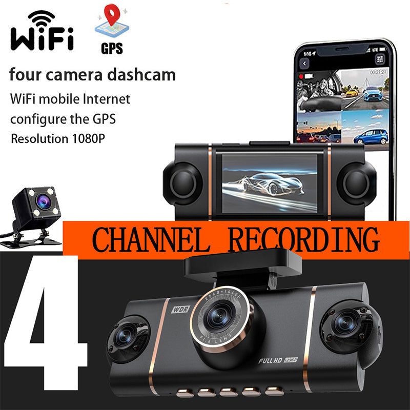 📢📢50% de réduction ! Caméra Embarquée 4 en 1 Ultra HD – Enregistrement Avant/Intérieur/Arrière + WiFi & GPS 🚗🎥