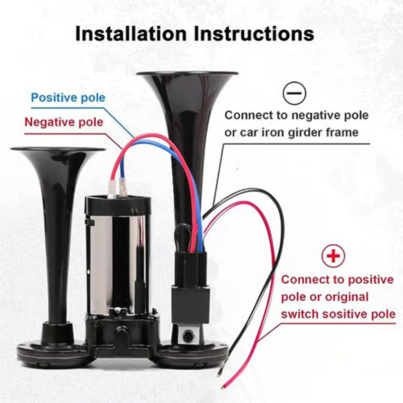 📢📢50 % de réduction !! Klaxon pneumatique 120 dB – Pour train, camion, voiture | 12V/24V, étanche & installation sans outil 🚛🔊