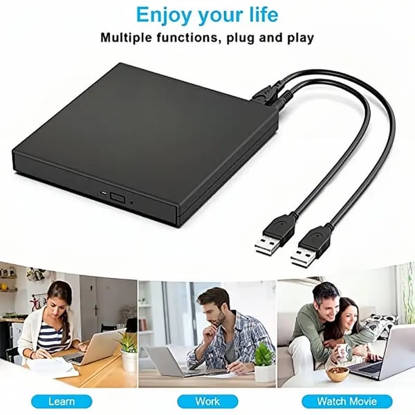 📢📢60 % de réduction 💿 Graveur CD/DVD Externe – Câble Intégré, RGB & 4 Ports USB pour Votre Laptop ! 🖥️✨