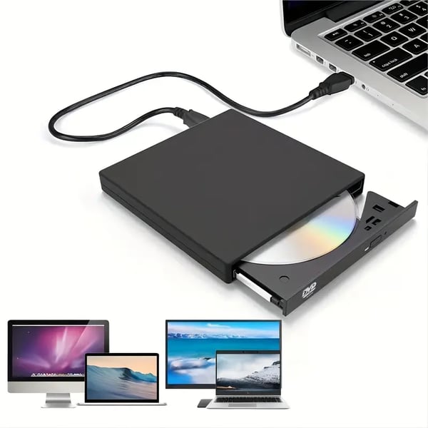 📢📢60 % de réduction 💿 Graveur CD/DVD Externe – Câble Intégré, RGB & 4 Ports USB pour Votre Laptop ! 🖥️✨
