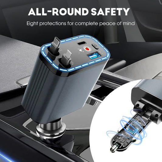 📣🔥Chargeur de voiture ultra-rapide avec câbles rétractables et ambiance lumineuse étoilée😃