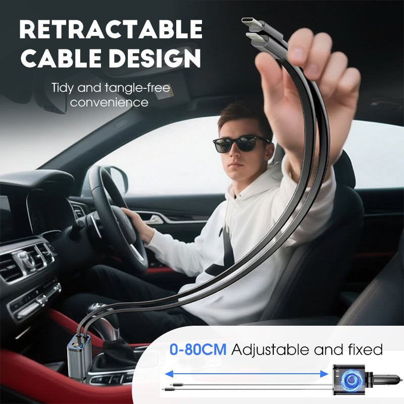 📣🔥Chargeur de voiture ultra-rapide avec câbles rétractables et ambiance lumineuse étoilée😃