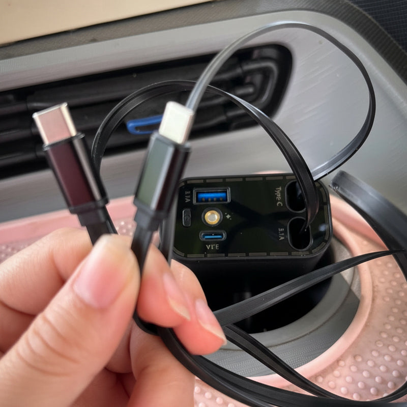 📣🔥Chargeur de voiture ultra-rapide avec câbles rétractables et ambiance lumineuse étoilée😃