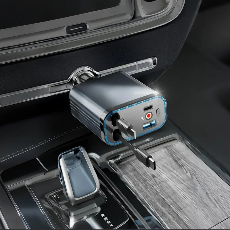 📣🔥Chargeur de voiture ultra-rapide avec câbles rétractables et ambiance lumineuse étoilée😃