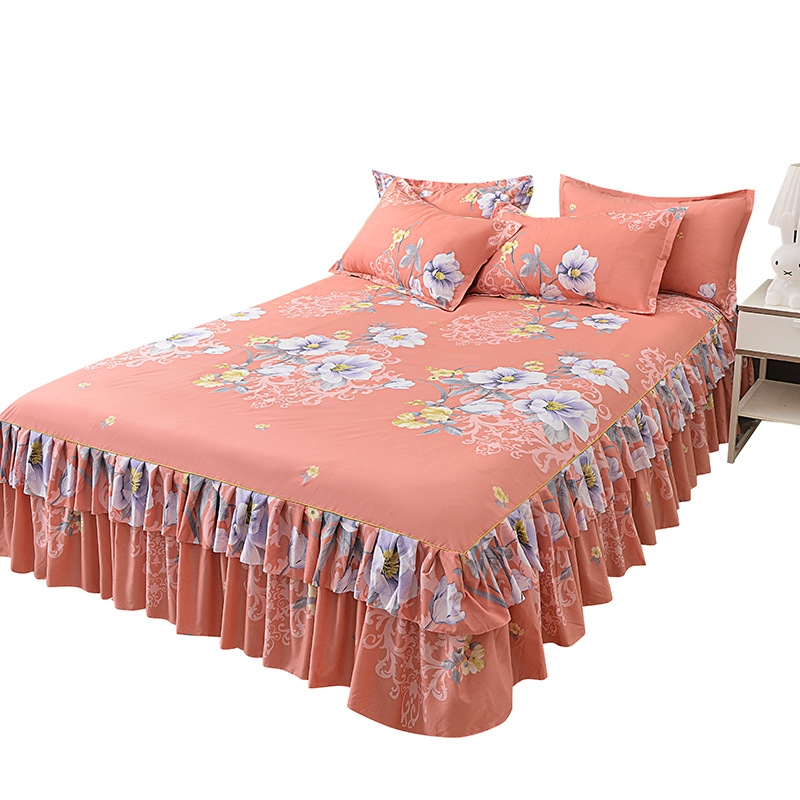 🌹Convient à toutes les saisons🌹 Romantisme au Lit - Jupe de Lit à Volants 3 Pièces - Tombé Élégant & Changement Facile 【Offre limitée】🛏️