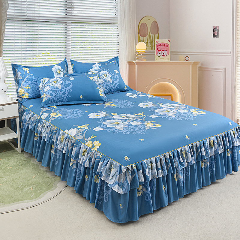 🌹Convient à toutes les saisons🌹 Romantisme au Lit - Jupe de Lit à Volants 3 Pièces - Tombé Élégant & Changement Facile 【Offre limitée】🛏️