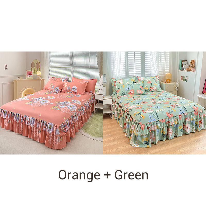 🌹Convient à toutes les saisons🌹 Romantisme au Lit - Jupe de Lit à Volants 3 Pièces - Tombé Élégant & Changement Facile 【Offre limitée】🛏️