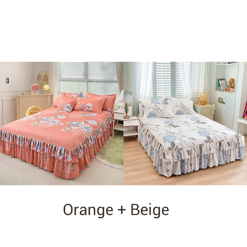 🌹Convient à toutes les saisons🌹 Romantisme au Lit - Jupe de Lit à Volants 3 Pièces - Tombé Élégant & Changement Facile 【Offre limitée】🛏️