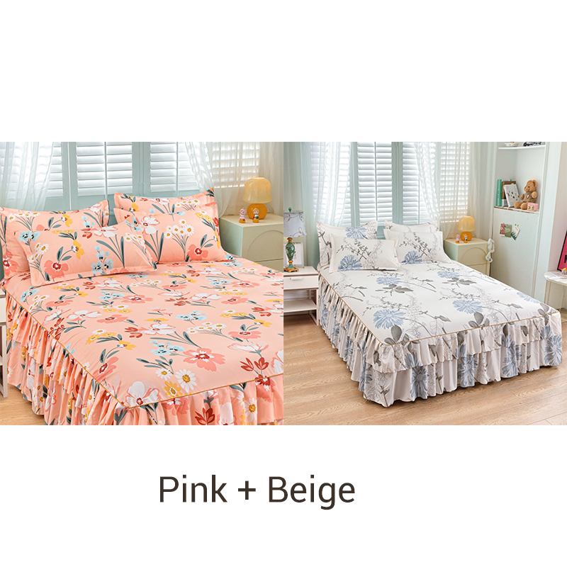 🌹Convient à toutes les saisons🌹 Romantisme au Lit - Jupe de Lit à Volants 3 Pièces - Tombé Élégant & Changement Facile 【Offre limitée】🛏️