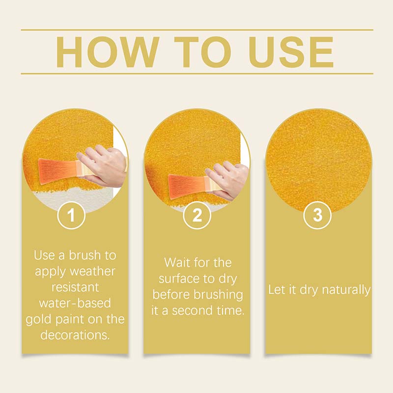 🎨🏡Kit de peinture effet feuille d'or – Peinture dorée métallisée à base d'eau, résistante aux intempéries, avec pinceau, idéale pour les meubles, la décoration et le bricolage d'extérieur