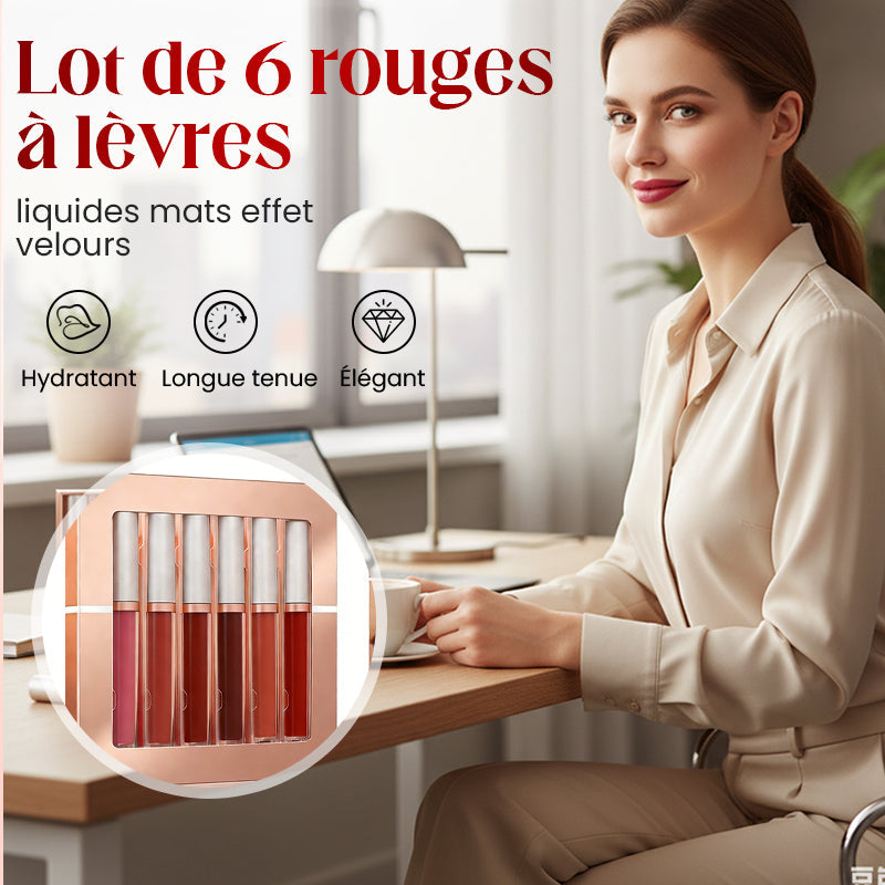 Lot de 6 rouges à lèvres liquides mats effet velours