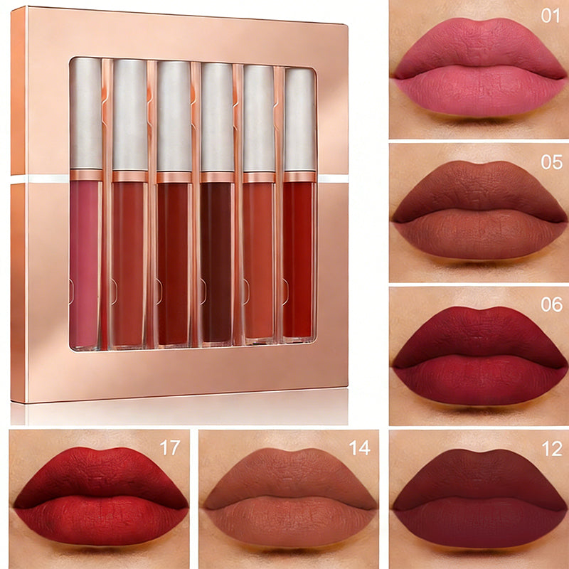 Lot de 6 rouges à lèvres liquides mats effet velours