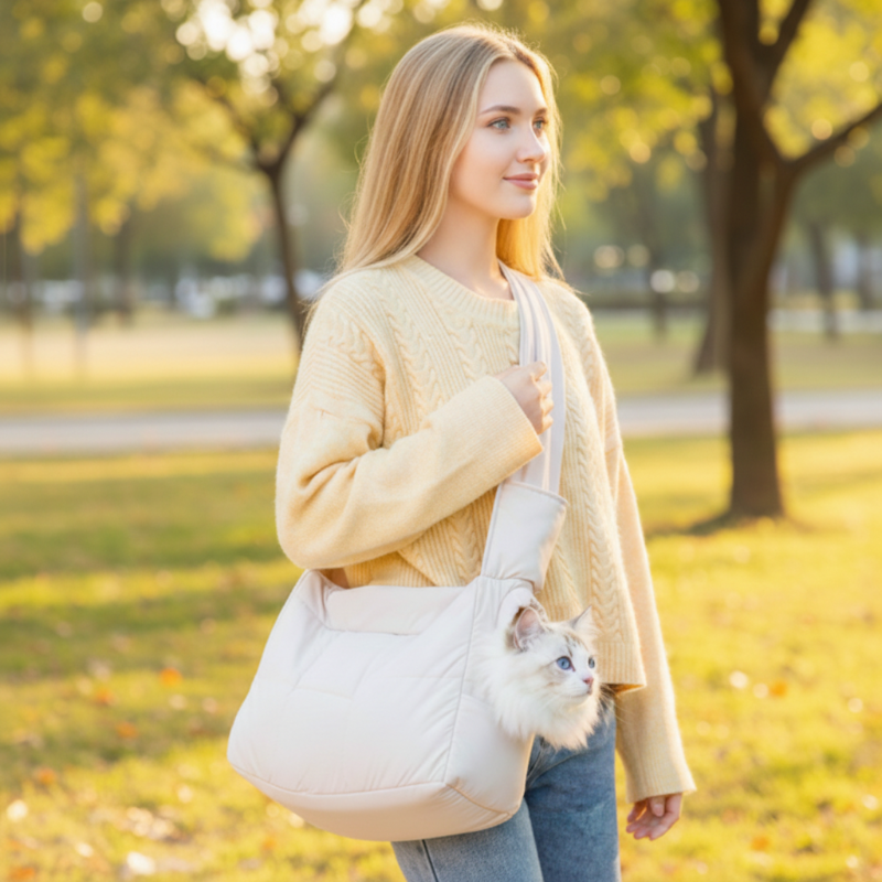 Sac de transport pour chat chaud et confortable avec boucle de sécurité