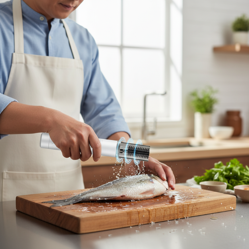 Outil rechargeable et automatique pour écailler les poissons
