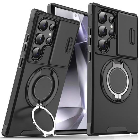 Étui de téléphone à support magnétique de protection d'appareil photo pour Samsung