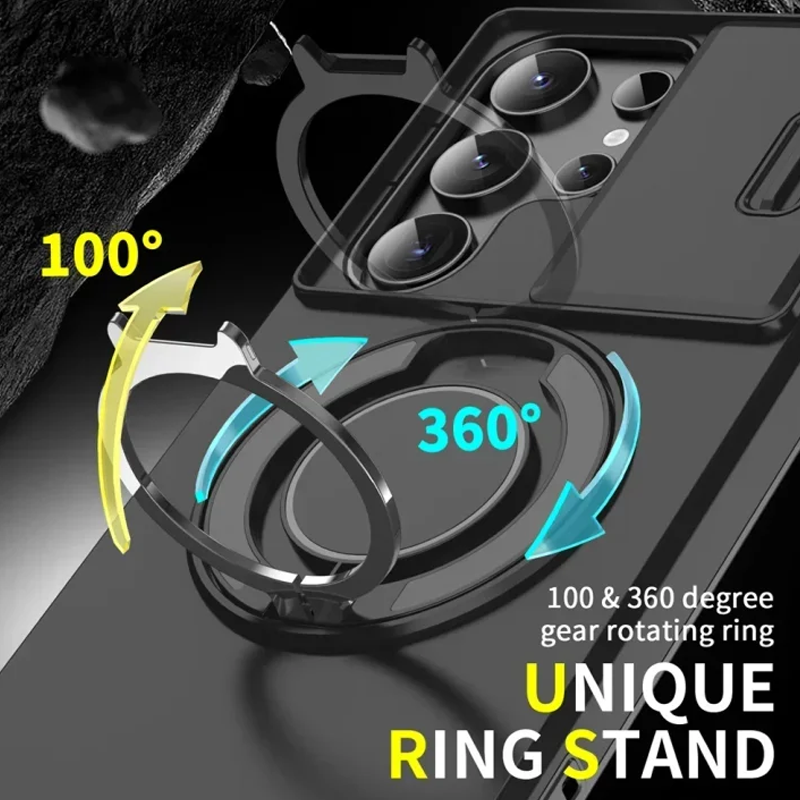 Étui de téléphone à support magnétique de protection d'appareil photo pour Samsung