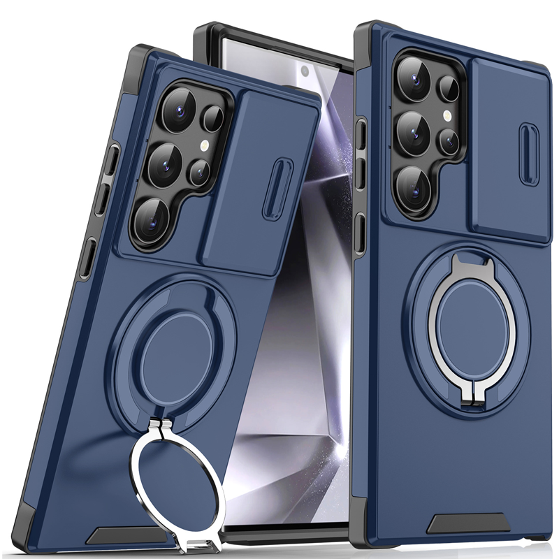 Étui de téléphone à support magnétique de protection d'appareil photo pour Samsung