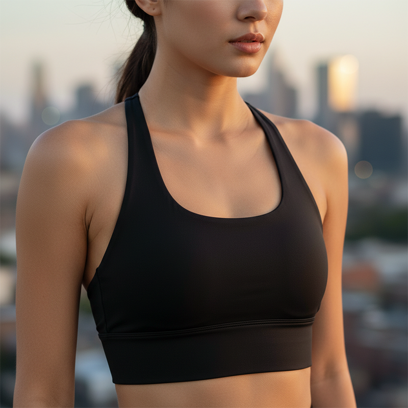 Débardeur de sport uni pour femme avec coussinets amovibles, haut de sport à col licou confortable et résistant pour le yoga, la gym et l’entraînement, tenue de sport pour femme adaptée à toutes les saisons