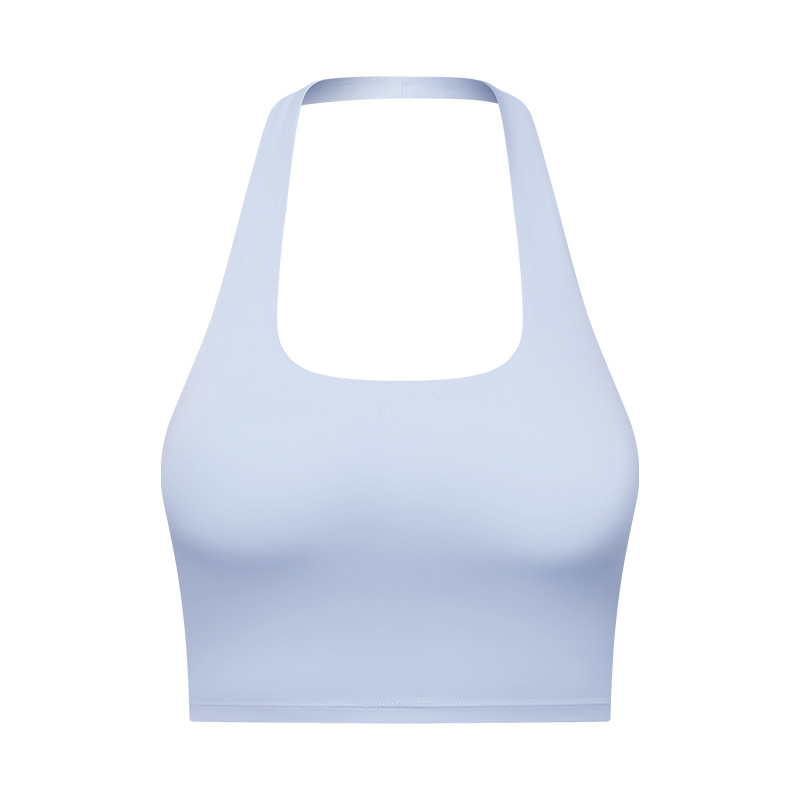 Débardeur de sport uni pour femme avec coussinets amovibles, haut de sport à col licou confortable et résistant pour le yoga, la gym et l’entraînement, tenue de sport pour femme adaptée à toutes les saisons