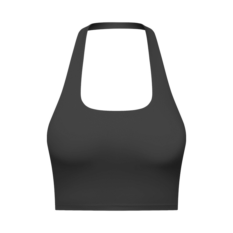 Débardeur de sport uni pour femme avec coussinets amovibles, haut de sport à col licou confortable et résistant pour le yoga, la gym et l’entraînement, tenue de sport pour femme adaptée à toutes les saisons