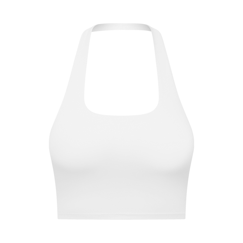 Débardeur de sport uni pour femme avec coussinets amovibles, haut de sport à col licou confortable et résistant pour le yoga, la gym et l’entraînement, tenue de sport pour femme adaptée à toutes les saisons