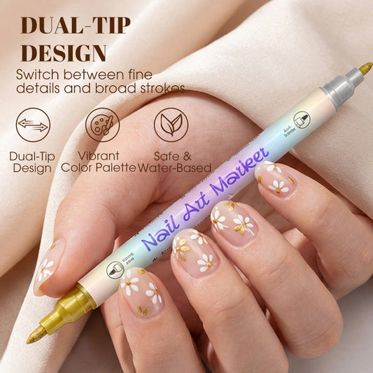 🥳 Grande promotion 2026 🥳💞 Plus de 50 000 unités vendues ! ✨🎨  Stylo à ongles à double embout — Séchage rapide, sans lampe UV. Embout fin et pinceau. 12 ou 24 couleurs éclatantes. 💅🖌️
