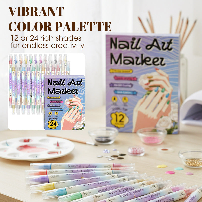 🥳 Grande promotion 2026 🥳💞 Plus de 50 000 unités vendues ! ✨🎨  Stylo à ongles à double embout — Séchage rapide, sans lampe UV. Embout fin et pinceau. 12 ou 24 couleurs éclatantes. 💅🖌️