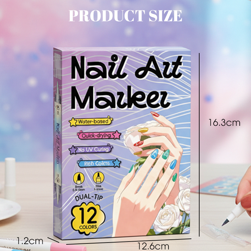 🥳 Grande promotion 2026 🥳💞 Plus de 50 000 unités vendues ! ✨🎨  Stylo à ongles à double embout — Séchage rapide, sans lampe UV. Embout fin et pinceau. 12 ou 24 couleurs éclatantes. 💅🖌️