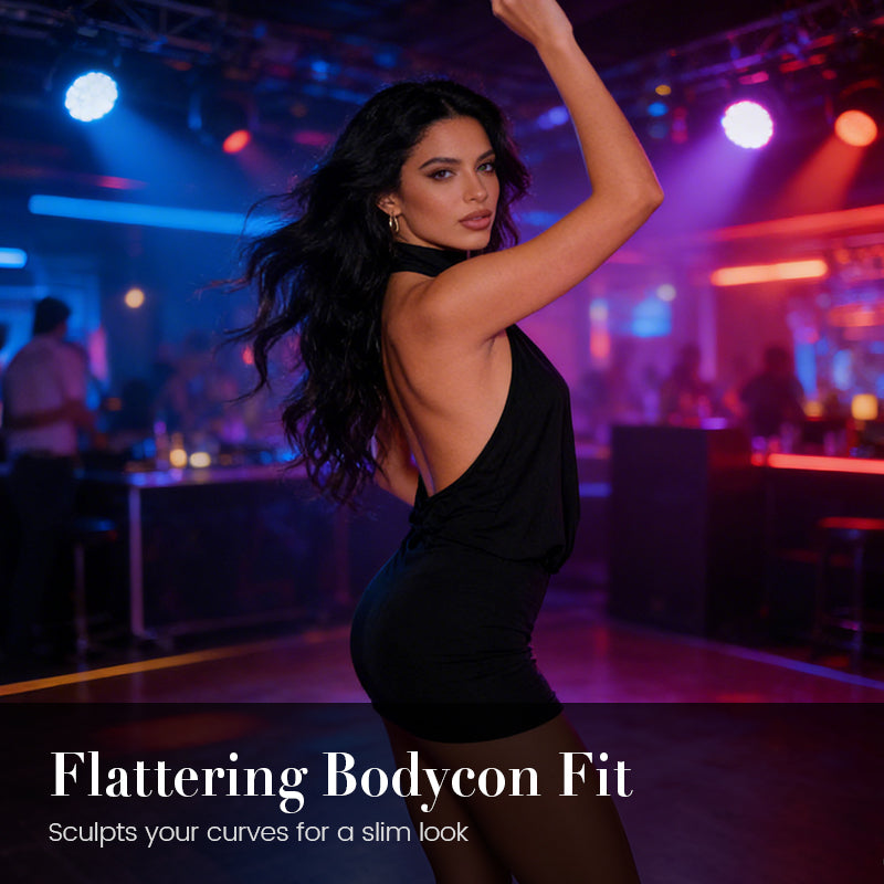 Mini-robe moulante sexy dos nu à dos nu