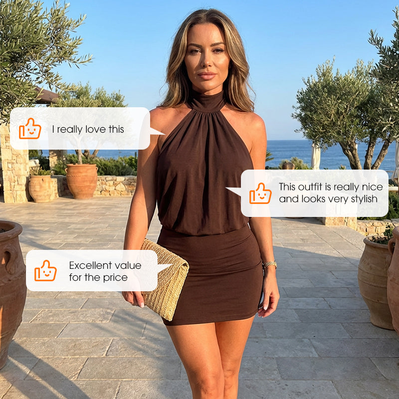 Mini-robe moulante sexy dos nu à dos nu