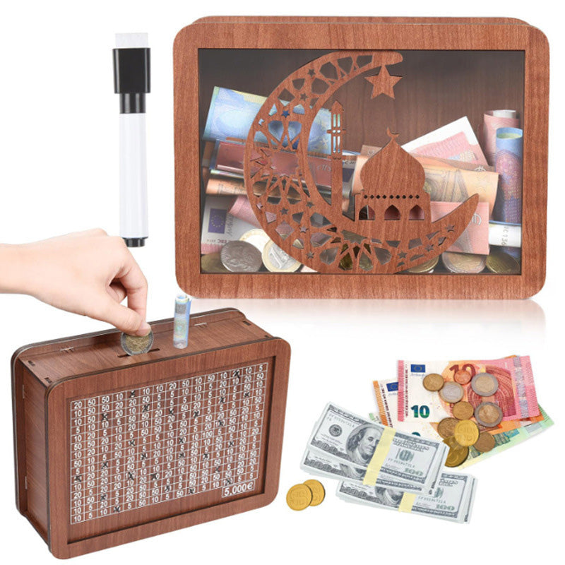 Coffret Tirelire en Bois avec Stylo de Personnalisation