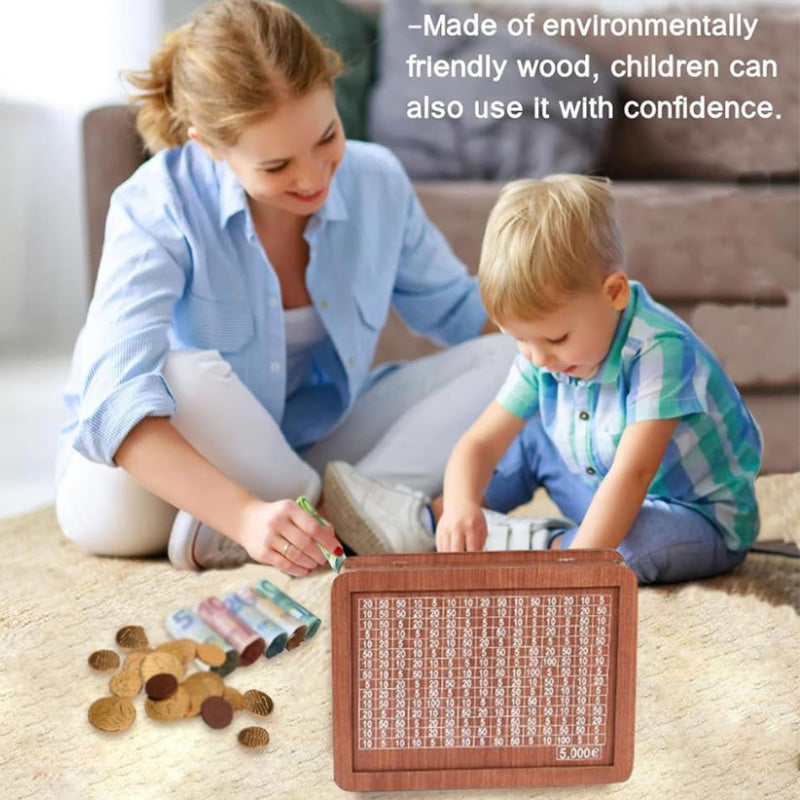 Coffret Tirelire en Bois avec Stylo de Personnalisation