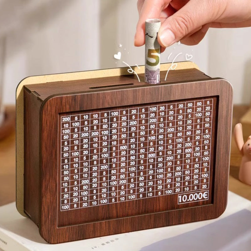 Coffret Tirelire en Bois avec Stylo de Personnalisation