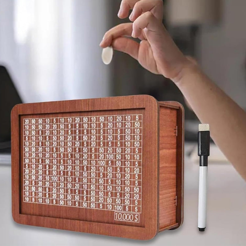 Coffret Tirelire en Bois avec Stylo de Personnalisation