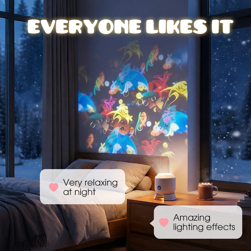 🌈Projecteur de lumière LED rotatif dynamique – Calme et détente pour votre maison. Des lumières douces et changeantes apaisent les nuits agitées.