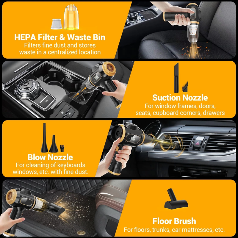 🔋🧹 Cordless Car Handheld Vacuum Cleaner 4-in-1 💨✨ – powerful, compact & versatile for car & home.