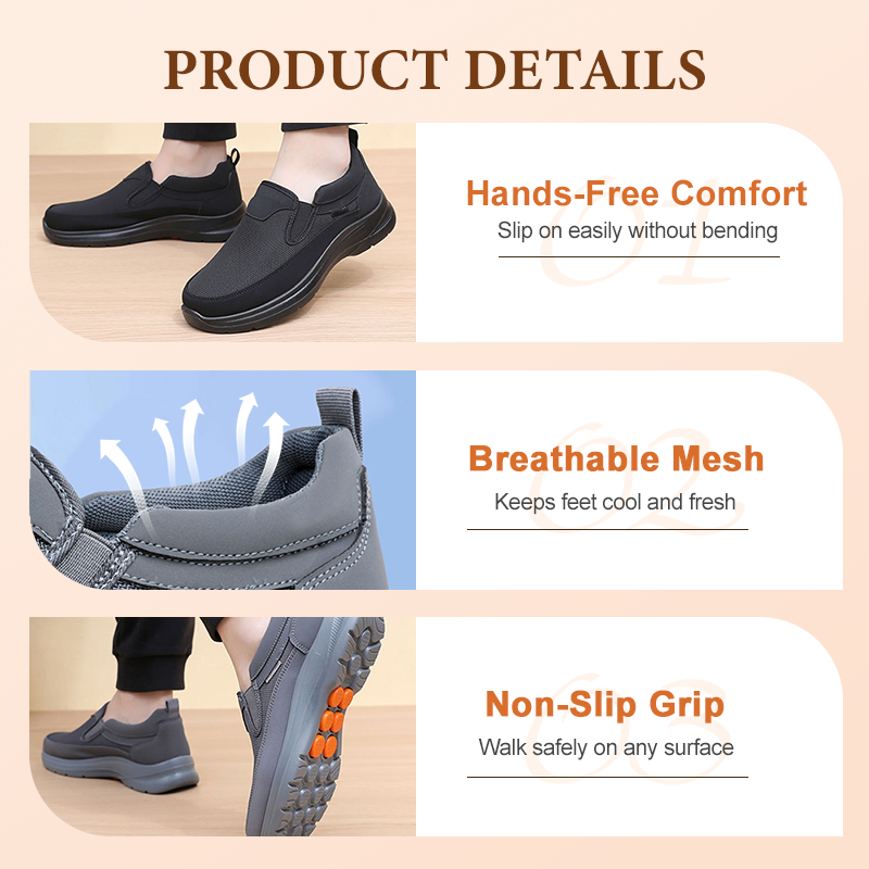 Chaussures Homme Sans Lacets - Tige Respirante, Semelle Massante Antidérapante, Confort Toute la Journée 👞⚡