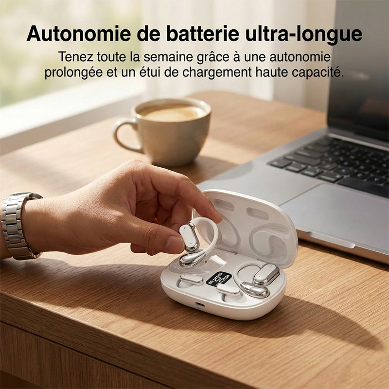 Écouteurs sans fil 2 en 1 à double style avec 30 h d'autonomie