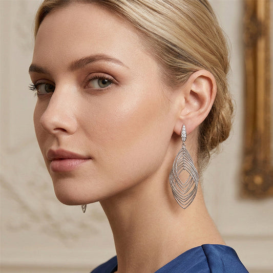 Boucles d'oreilles pendantes à feuilles superposées pour femme