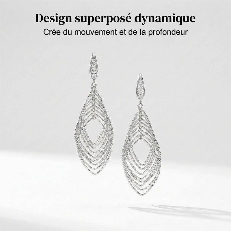 Boucles d'oreilles pendantes à feuilles superposées pour femme