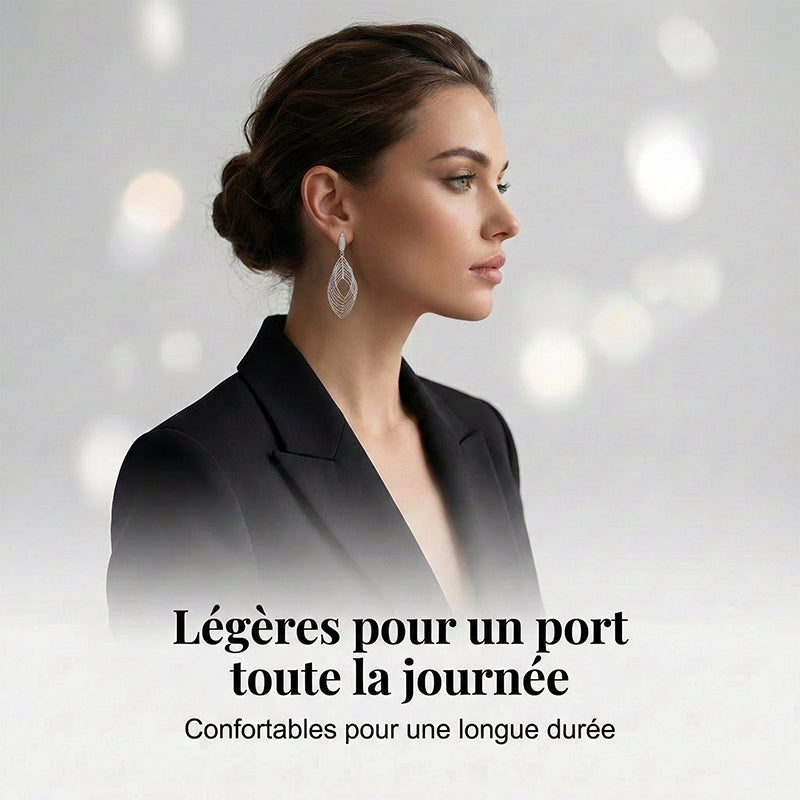 Boucles d'oreilles pendantes à feuilles superposées pour femme